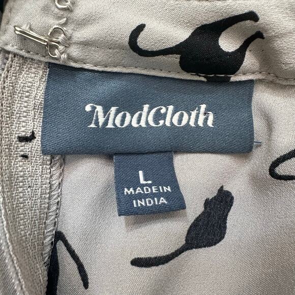 ModCloth Novelty Black Cat Halloween Dress | Gray | SZ L - Picture 8 of 10